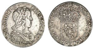 Louis XIV - Demi-écu à la mèche longue 1650 H (La Rochelle) Louis XIV - Demi-écu à la mèche longue 1650 H (La Rochelle)