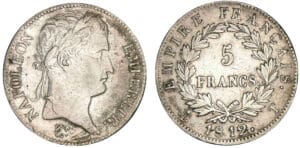 5 francs Napoléon revers Empire 1812 T (Nantes)