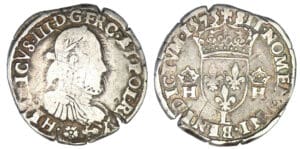 Henri III - Teston 3ème type 1575 L (Bayonne)
