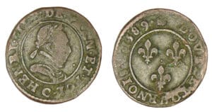 Henri III - Double tournois 1589 C (Saint-Lô)