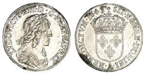 Louis XIII - Quart d'écu 2ème poinçon 1643 (rose) A (Paris)