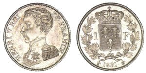 1 franc Henri V Comte de Chambord 1831
