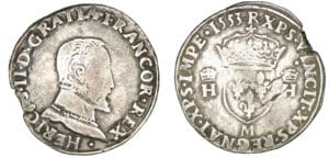 Henri II - Teston à la tête nue 5ème type 1553 M (Toulouse)