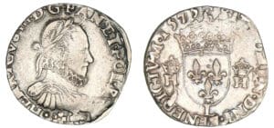 Henri III - Teston 3ème type 1575 L (Bayonne)