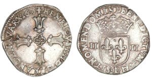 Henri IV - Quart d'écu croix feuillue 1605 L (Bayonne)