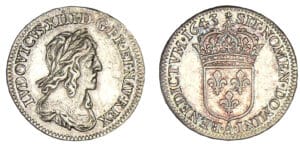 Louis XIII - Douzième d'écu 2ème poinçon 1643 (rose) A (Paris)