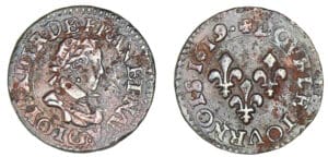 Louis XIII - Double tournois enfantin 1619 G (Poitiers)