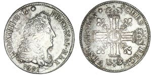 Louis XIV - Quart d'écu aux 8 L 1er type 1691 E (Tours)