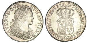 Louis XV - Ecu de France et de Navarre 1718 B (Rouen)