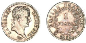 1 franc Napoléon revers Empire 1811 A (Paris) 1 franc Napoléon revers Empire 1811 A (Paris)