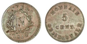5 centimes Napoléon 1er Siège d'Anvers 1814 5 centimes Napoléon 1er Siège d'Anvers 1814