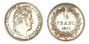1/2 franc Louis-Philippe Ier 1844 W (Lille) 1/2 franc Louis-Philippe Ier 1844 W (Lille)