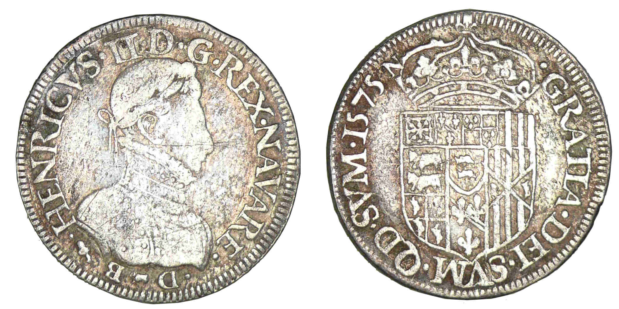 Navarre - Henri III de Navarre, II de Béarn - Teston 1575 (Pau) Navarre - Henri III de Navarre, II de Béarn - Teston 1575 (Pau)