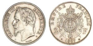 2 francs Napoléon III tête laurée 1867 A (Paris)
