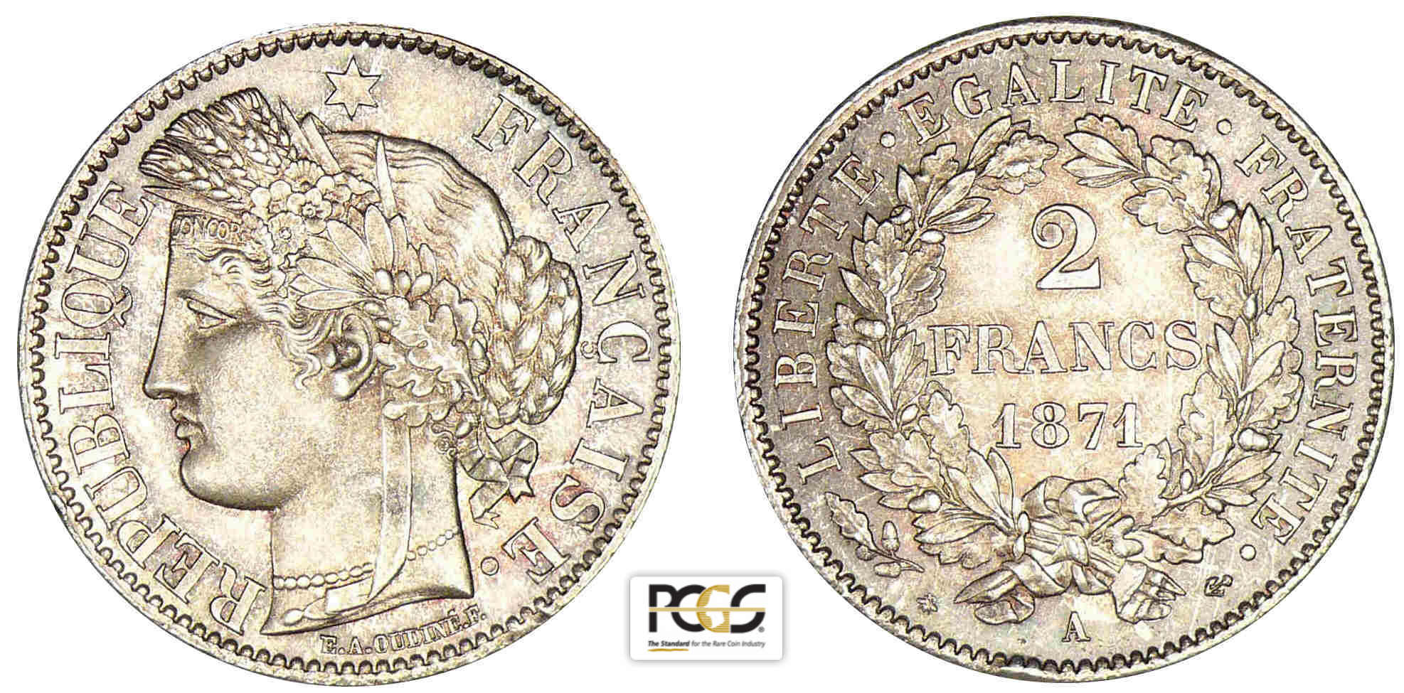2 francs Cérès avec légende 1871 A (Paris) 2 francs Cérès avec légende 1871 A (Paris)