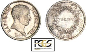 1/4 de franc Napoléon Ier tête nue - tête de nègre 1807 A (Paris) 1/4 de franc Napoléon Ier tête nue - tête de nègre 1807 A (Paris)