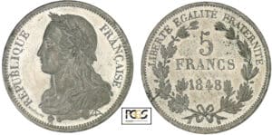 Deuxième république - 5 francs - Concours de Montagny 1848 Deuxième république - 5 francs - Concours de Montagny 1848