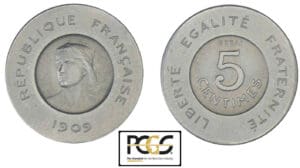 5 centimes 1909 - Essai de Rude 5 centimes 1909 - Essai de Rude