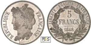 Deuxième république - 5 francs - Concours de Dantzell 1848 Deuxième république - 5 francs - Concours de Dantzell 1848