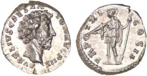 Marc Aurèle - Denier (156-157, Rome) - La Vertu Marc Aurèle - Denier (156-157, Rome) - La Vertu