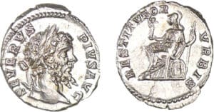Septime Sévère - Denier (207, Rome) - Rome assise Septime Sévère - Denier (207, Rome) - Rome assise