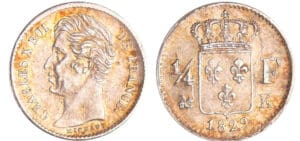 Charles X (1824-1830) - 1/4 de franc 1829 K (Bordeaux) Charles X (1824-1830) - 1/4 de franc 1829 K (Bordeaux)
