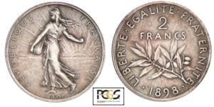 2 francs Semeuse 1898 - Flan mat 2 francs Semeuse 1898 - Flan mat