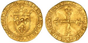 Charles VIII - Ecu d'or au soleil 1ère émission 11 septembre 1483 - Montpellier Charles VIII - Ecu d'or au soleil 1ère émission 11 septembre 1483 - Montpellier