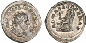 Philippe 1er - Antoninien (247-249, Rome) - Rome assise Philippe 1er - Antoninien (247-249, Rome) - Rome assise