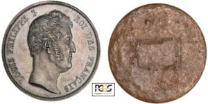 Louis-Philippe Ier (1830-1848) - Concours de Galle - 5 francs cliché uniface Louis-Philippe Ier (1830-1848) - Concours de Galle - 5 francs cliché uniface
