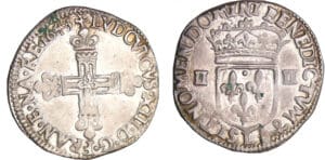 Louis XIII (1610-1643) - ¼ d'écu à la croix fleurdelisée, avers côté croix  - 1643 L (Bayonne)