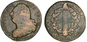 Constitution (1791-1792) - 2 sols au faisceau type FRANCOIS 1792 AA (Metz)