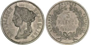 Deuxième république - 5 francs concours de Boivin 1848 Deuxième république - 5 francs concours de Boivin 1848