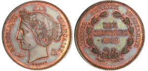 Deuxième république - 10 centimes concours de Rogat 1848 - Piéfort Deuxième république - 10 centimes concours de Rogat 1848 - Piéfort