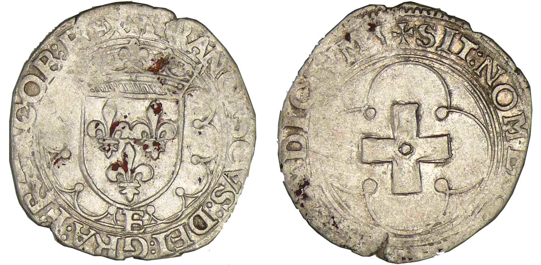 François 1er - Douzain à la croisette - 1er type - E (Tours) François 1er - Douzain à la croisette - 1er type - E (Tours)