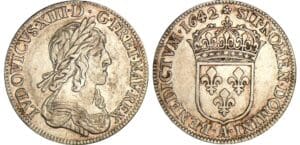Louis XIII - ¼ écu du 2ème poinçon de Warin - 1642 A (Paris) rose