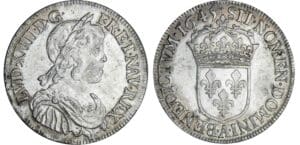 Louis XIV (1643-1715) - ½ d'écu à la mèche courte - 1645 A (Paris) point Louis XIV (1643-1715) - ½ d'écu à la mèche courte - 1645 A (Paris) point