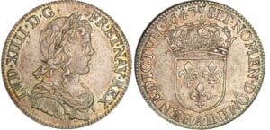 Louis XIV (1643-1715) - ¼ d'écu à la mèche longue - 1647 A (Paris) Louis XIV (1643-1715) - ¼ d'écu à la mèche longue - 1647 A (Paris)