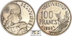 Quatrième république (1947-1959) - 100 francs Cochet 1958 (chouette)