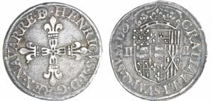 Navarre - Henri III de Navarre, II de Béarn - Quart d'écu 1585 (Pau)