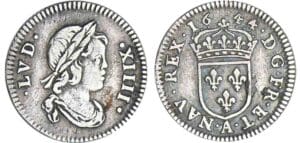 Louis XIV - 1/24 d’écu à la mèche courte - 2ème type - 1644 A (Paris) Louis XIV - 1/24 d’écu à la mèche courte - 2ème type - 1644 A (Paris)