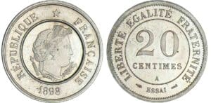 20 centimes troisième type Merley - 1898 piéfort essai