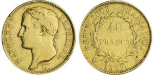 40 francs Napoléon revers république - 1807 A (Paris) 40 francs Napoléon revers république - 1807 A (Paris)