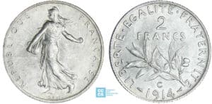 Troisième République (1871-1940) - 2 francs Semeuse 1914 C Troisième République (1871-1940) - 2 francs Semeuse 1914 C