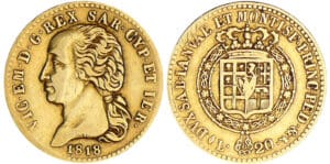 Italie - Sardaigne - Vittorio Emanuele I - 20 lire 1818 (Turin) Italie - Sardaigne - Vittorio Emanuele I - 20 lire 1818 (Turin)