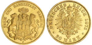 Allemagne - Hamburg - 20 mark 1875 J