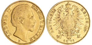 Allemagne - Bavière - Ludwig II - 20 mark 1873 D