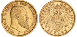 Allemagne - Wüttemberg - Wilhelm II - 20 marck 1900 F Allemagne - Wüttemberg - Wilhelm II - 20 marck 1900 F