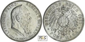 Allemagne - Bavière - Luitpold - 5 mark 1911 B