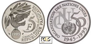 Cinquième république (1959- ) - 5 francs cinquantenaire de l'ONU 1995 BE